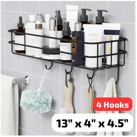 2 pc Self-Adhesive Multipurpose Bathroom and kitchen Shelf with Hooks