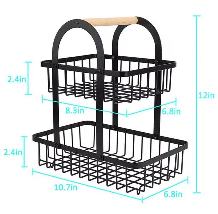 2 Tier Wooden Handle Basket