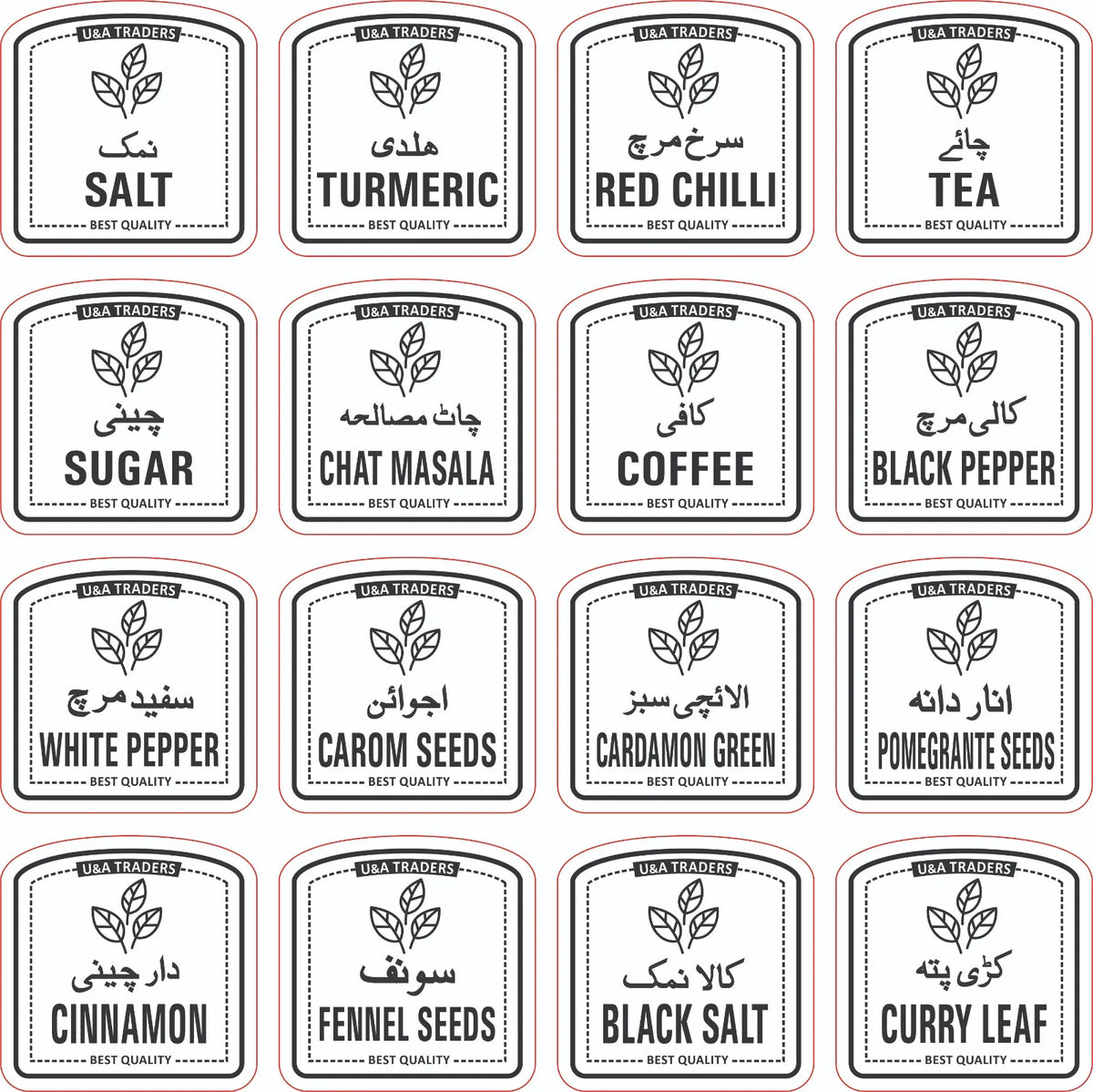 8 Pure Glass Jars With 16 Free Waterproof Spice Name Stickers