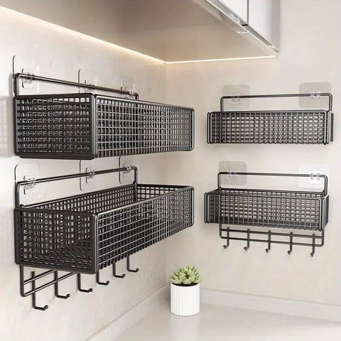 2 Pc Self Adhesive Basket for kitchen and bathroom with hooks