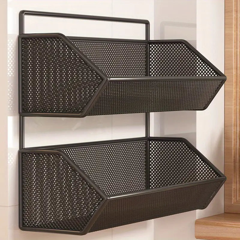 Modern 2-Tier Iron Wall-Mounted Fruit Basket
