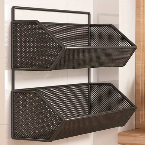 Modern 2-Tier Iron Wall-Mounted Fruit Basket