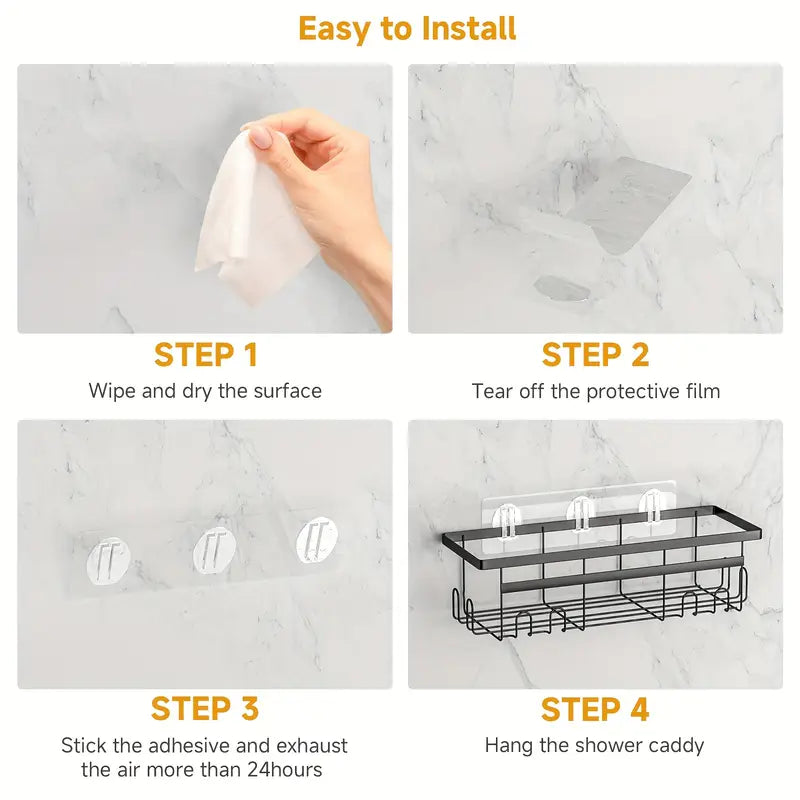 Three-Pack Drill-Free Shower Rack