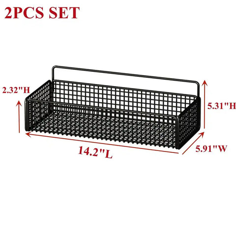2-Pack Basket with Adhesive Hooks Space-Saving Organizer for Bathroom,