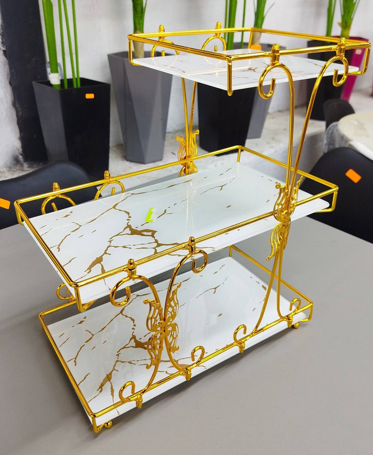 3 Tier Makeup Organizer ( Metal And Marble Texture Arcylic )