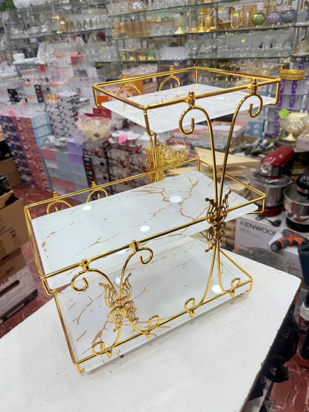 3 Tier Makeup Organizer ( Metal And Marble Texture Arcylic )