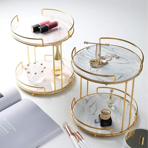 2 Tier Makeup Organizer arcylic marble texture ( Large Size)