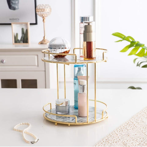 2 Tier Makeup Organizer arcylic marble texture ( Large Size)