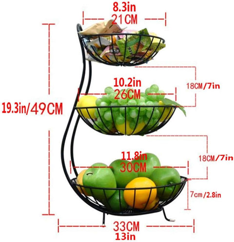 3 Tier Fruit Basket  for Living Room & Modern Kitchen