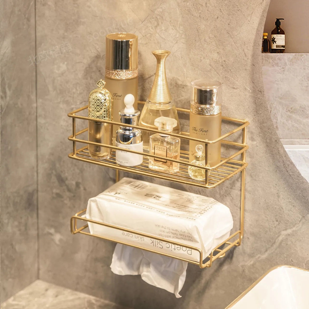 Two-Tier Shelf, Space-Saving Design, Light Luxury Style
