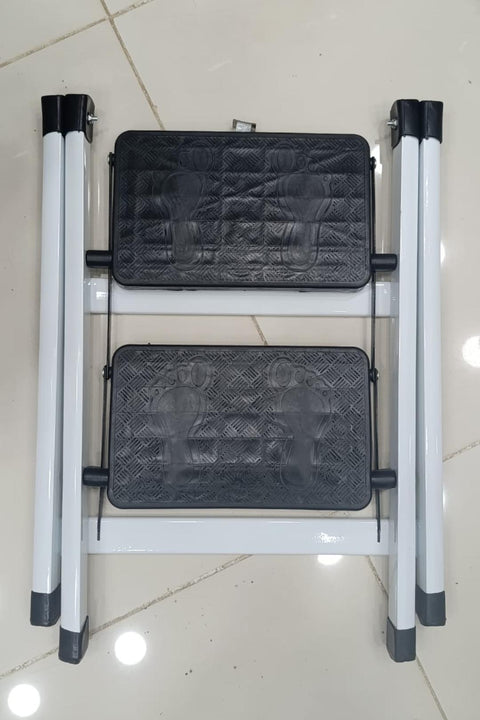 2-Step Folding Metal Stool Ladder | Compact Safety Step Ladder With Anti-Slip Treads