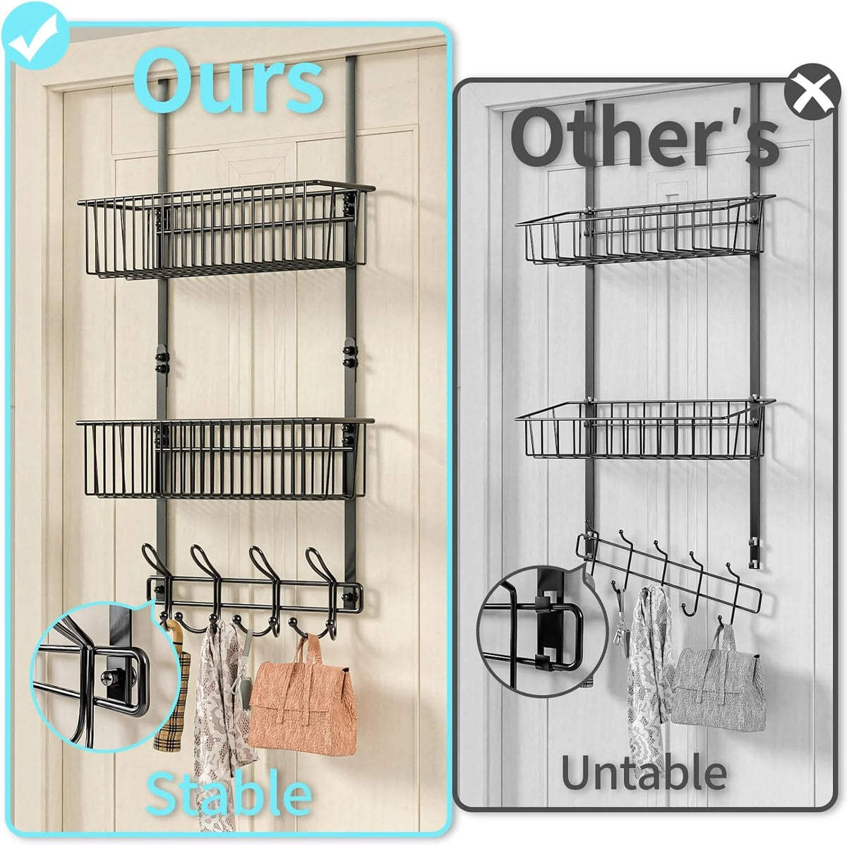 Door Hanger Door Storage with 2 Baskets,Over The Door Towel Rack Regular price