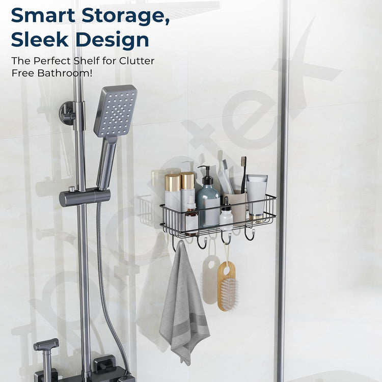 2 pc Self-Adhesive Multipurpose Bathroom and kitchen Shelf with Hooks