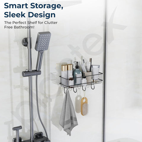 2 pc Self-Adhesive Multipurpose Bathroom and kitchen Shelf with Hooks