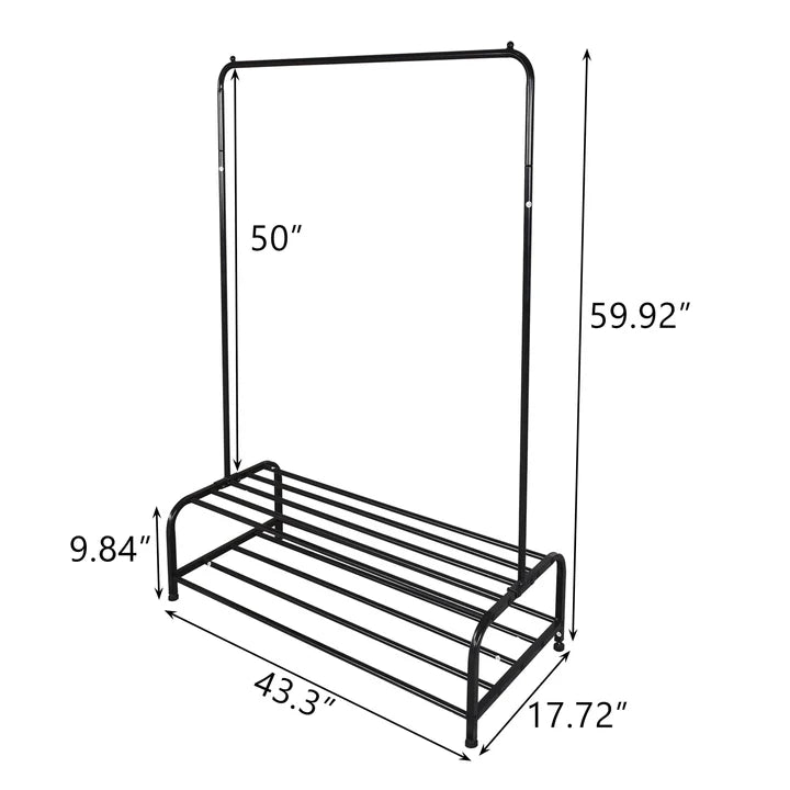 Clothes Hanging Rack with Double Shoe Rack