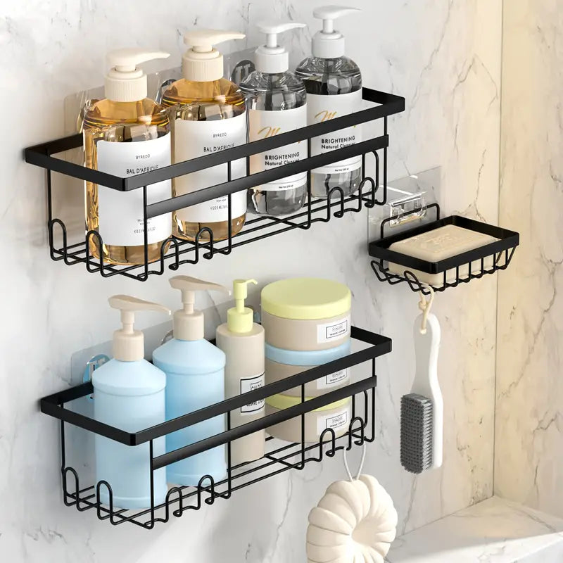 Three-Pack Drill-Free Shower Rack