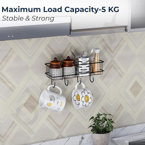 2 pc Self-Adhesive Multipurpose Bathroom and kitchen Shelf with Hooks