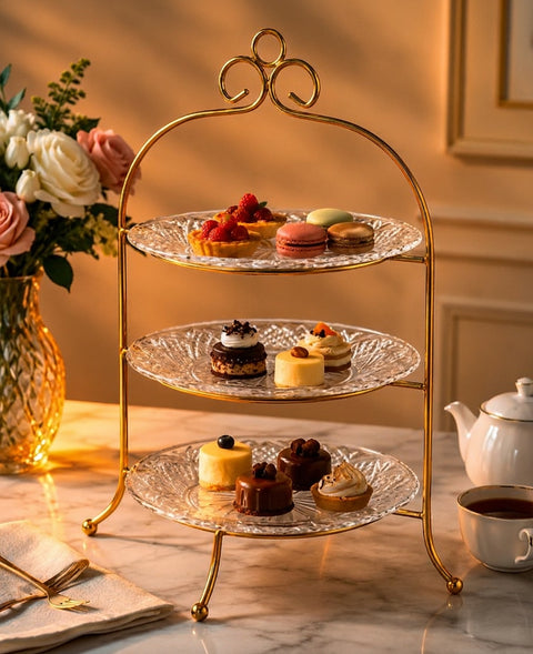3 Tier Crystal Glass Dessert Serving Stand