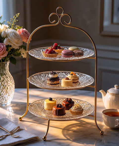 3 Tier Crystal Glass Dessert Serving Stand