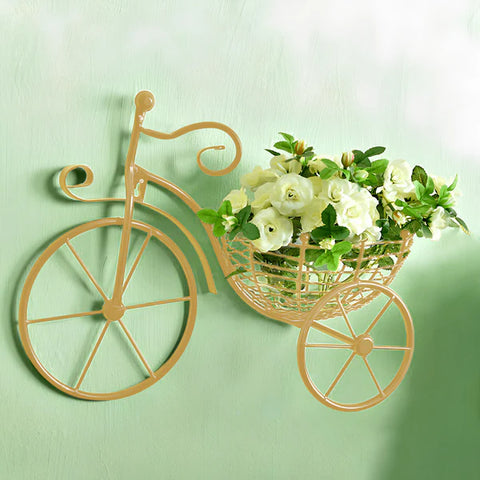Metal Bicycle Wall Mount Flower Holder" or "Bicycle-shaped Flower Basket Wall Art. ( Plant Not Included)
