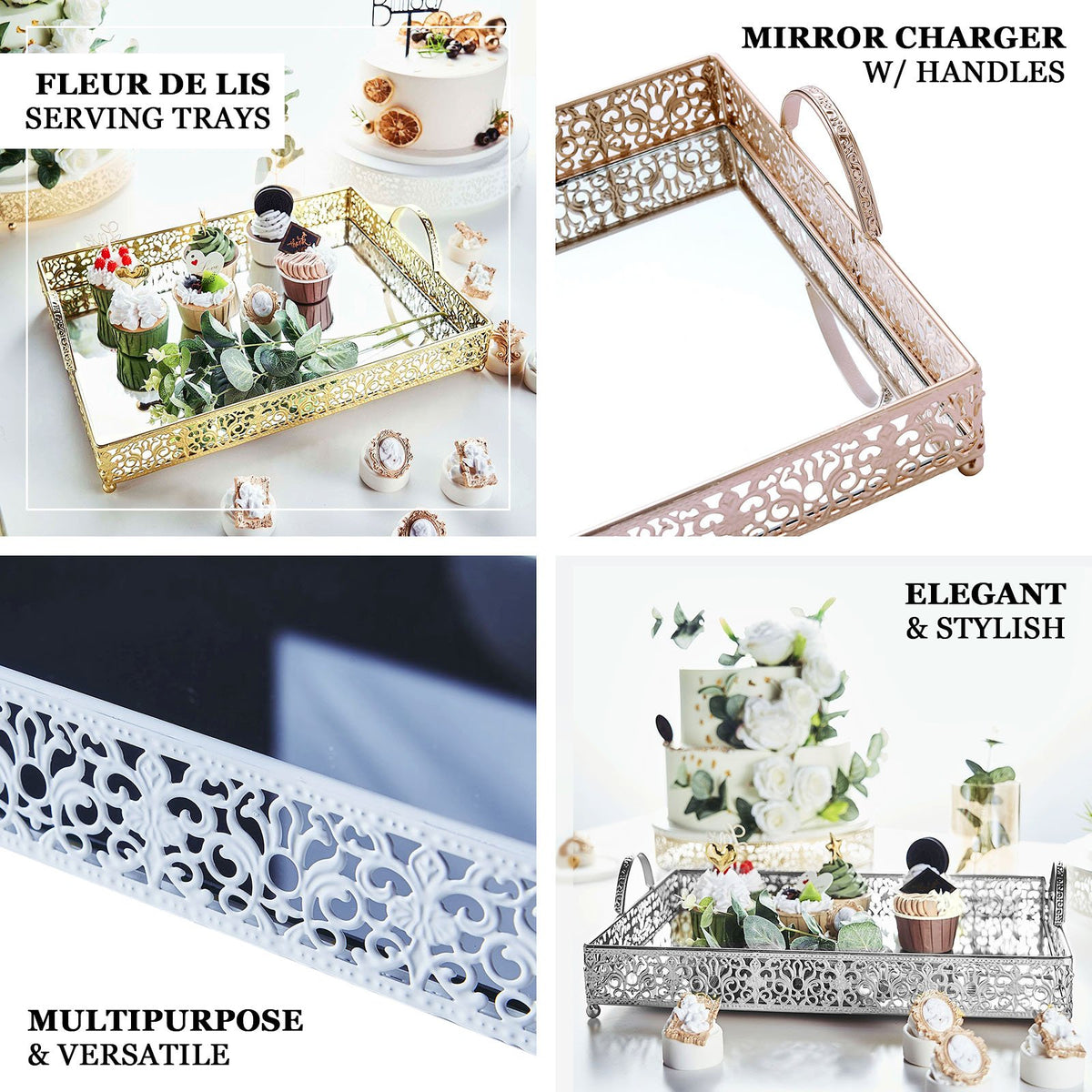 Luxury Metal And Miror Tray