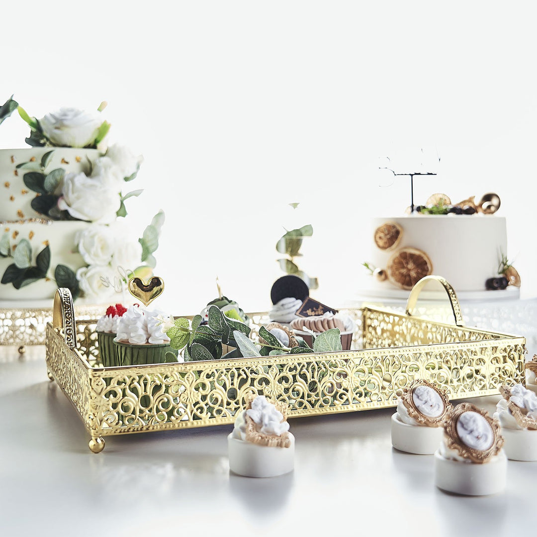 Luxury Metal And Miror Tray