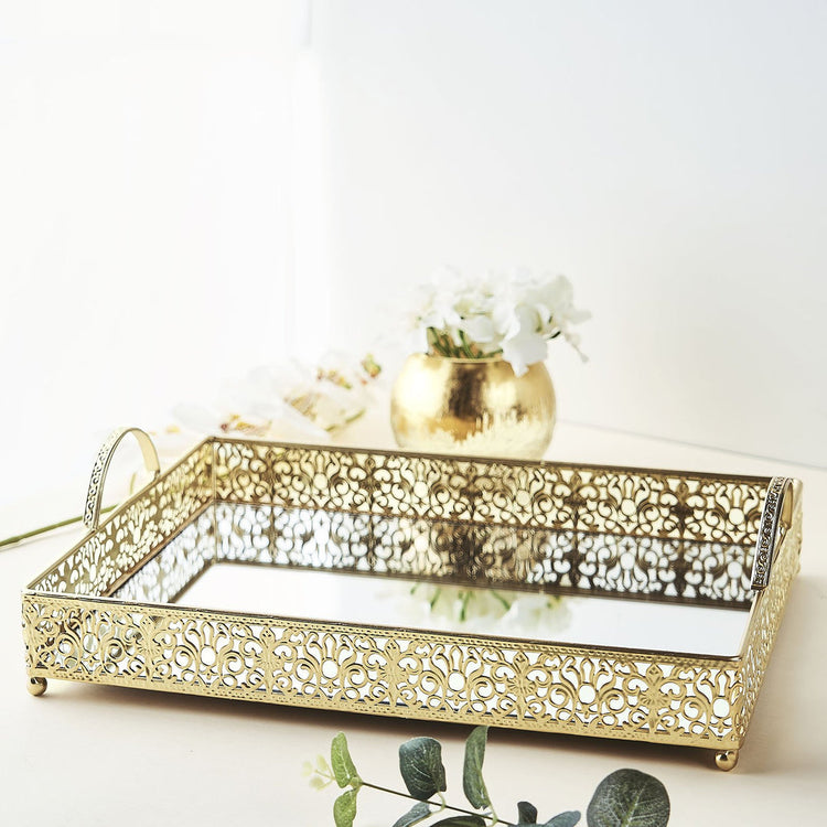 Luxury Metal And Miror Tray