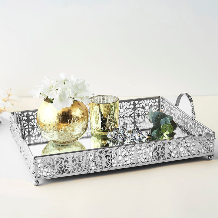 Luxury Metal And Miror Tray