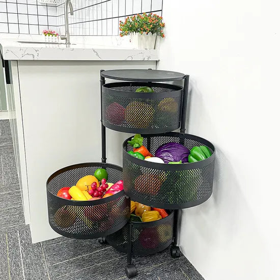 4 Layer Rotatable Basket With Wheels