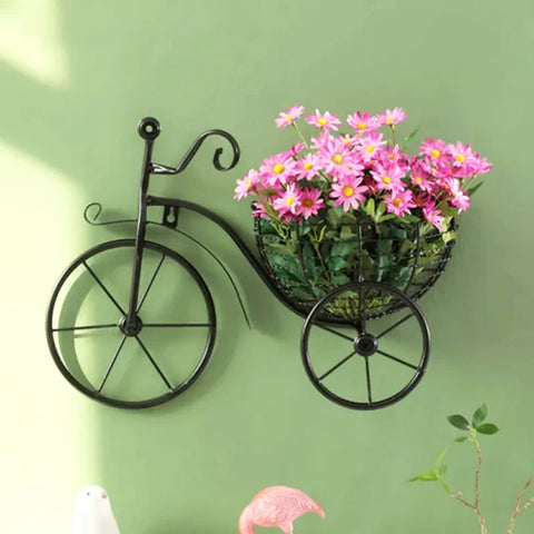 Metal Bicycle Wall Mount Flower Holder" or "Bicycle-shaped Flower Basket Wall Art. ( Plant Not Included)