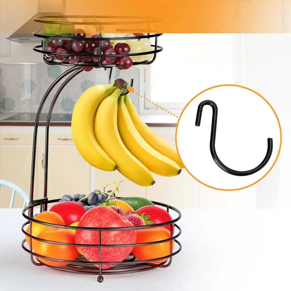 2-Tier Black Metal Basket