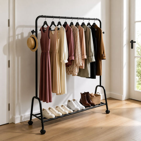 Cloth hanging stand Rack with single Shoes Rack Stand With Wheels