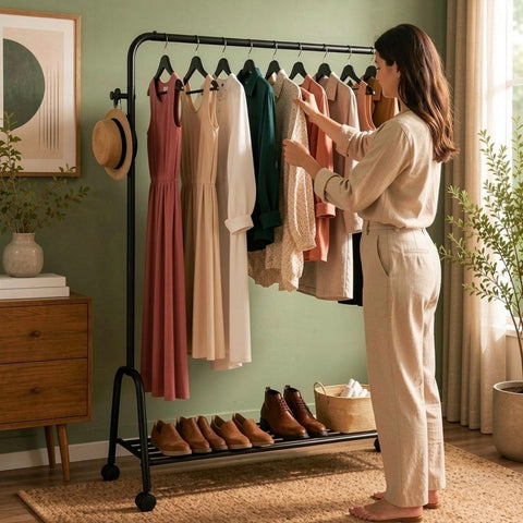 Cloth hanging stand Rack with single Shoes Rack Stand With Wheels