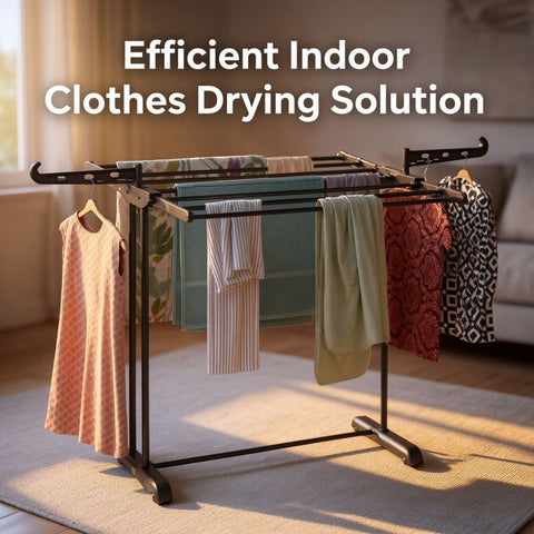 Foldable Drying Stand Rust Free Guarantee | Multi-Tier Laundry Organizer With Extendable Wings | Space-Saving Durable Rack For Clothes