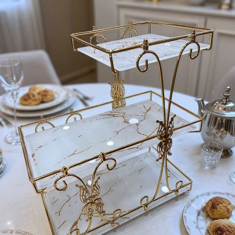 3 Tier Makeup Organizer ( Metal And Marble Texture Arcylic )