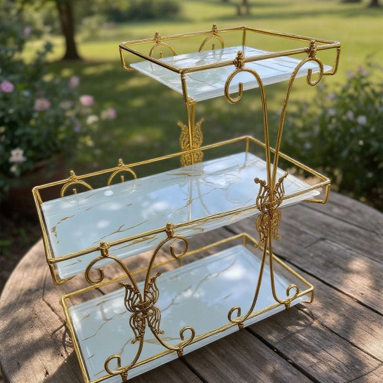 3 Tier Makeup Organizer ( Metal And Marble Texture Arcylic )