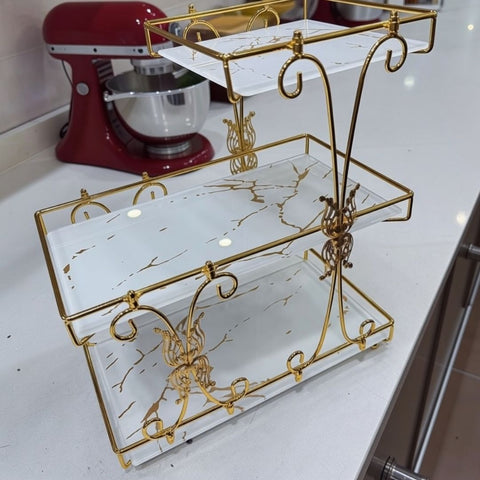 3 Tier Makeup Organizer ( Metal And Marble Texture Arcylic )