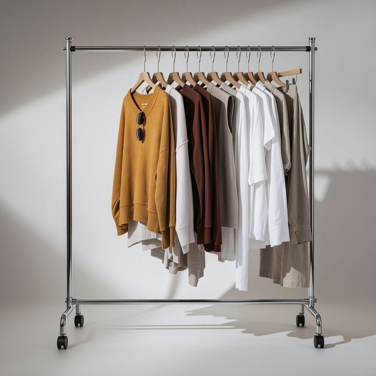 High Quality Cloth Hanging Stand Rack Single Pole For Home, Boutique , Garments Shop , Outdoor And Bedroom (20 Gauge Metal) With Wheels