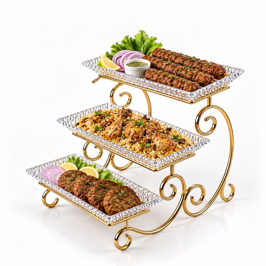 3-Tier Luxury Gold Crystal Serving Stand – Premium Dessert & Snack Display Tray