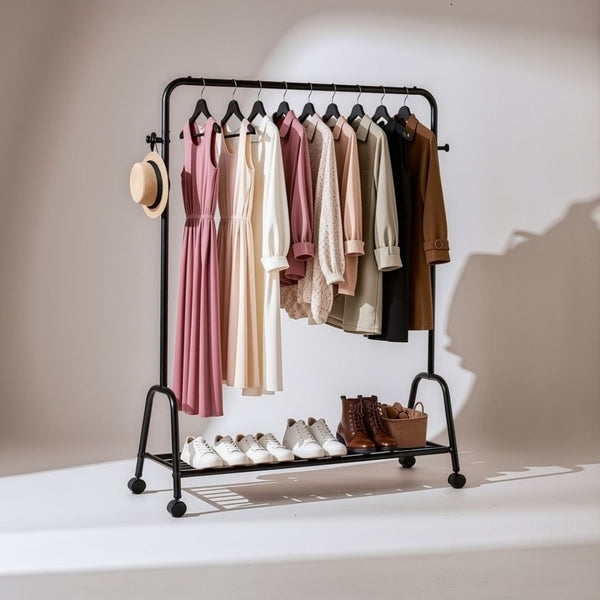 Cloth hanging stand Rack with single Shoes Rack Stand With Wheels