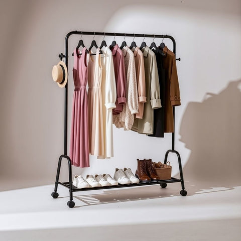 Cloth hanging stand Rack with single Shoes Rack Stand With Wheels