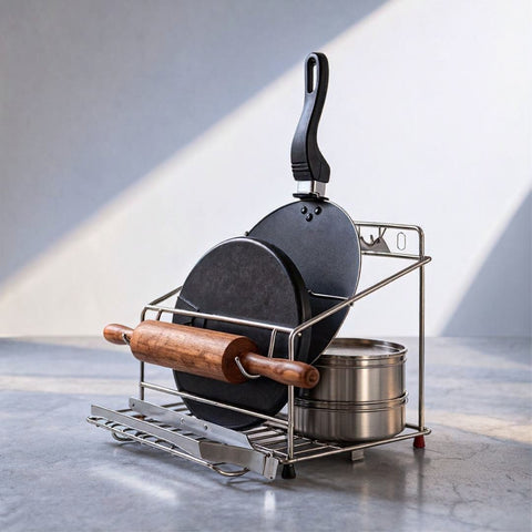 Chakla Belan and Tawa Stand for Kitchen  Large Size - 100% Rust-Free (Only Stand)