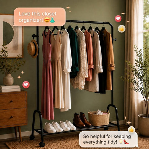 Cloth hanging stand Rack with single Shoes Rack Stand With Wheels