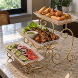 3-Tier Luxury Gold Crystal Serving Stand – Premium Dessert & Snack Display Tray