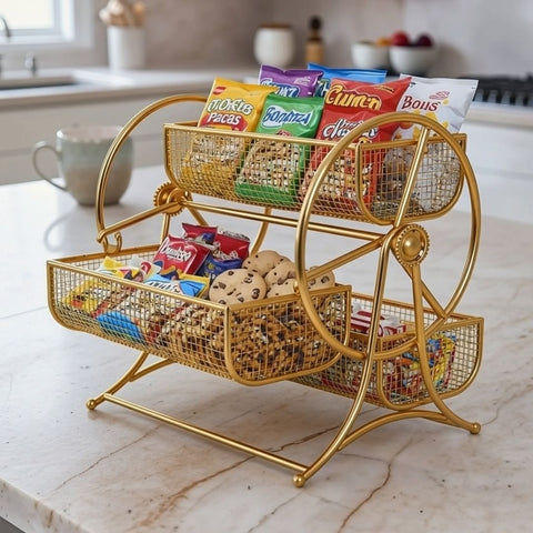 Wheel Design Metal Fruit & Vegetables Basket