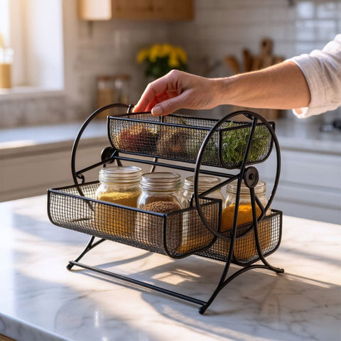 Wheel Design Metal Fruit & Vegetables Basket