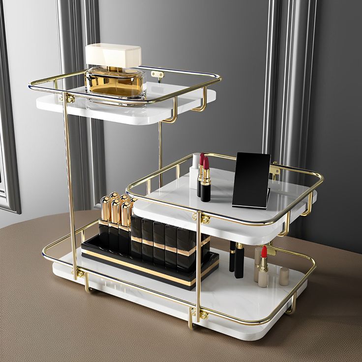 3 Tier Makeup Organizer Aryclic marble Texture Top Premium Quality