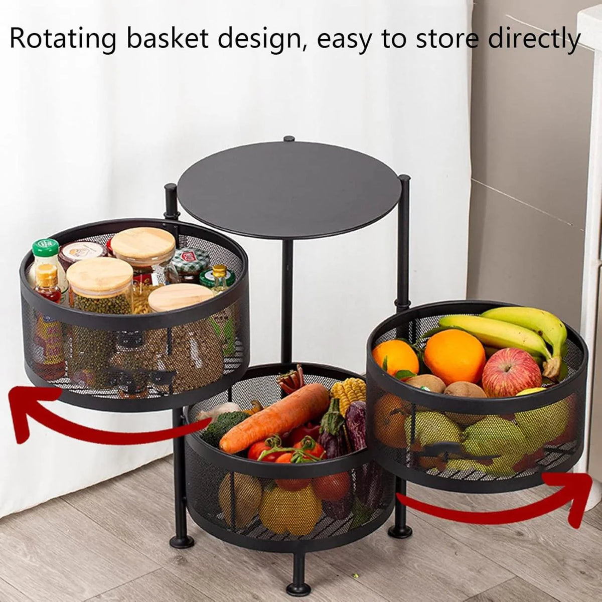 3 Tier Rotatable Baket With wheels