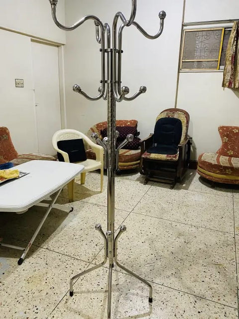 Silver Chrome Metal Coat Cloth Hanging Stand