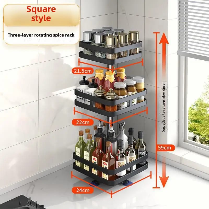 Kitchen Counter Spice Storage Rack Adjustable Rotatable Multi Layer | CHINA IMPORTED